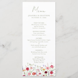 Wildflower Rustic Country Floral Garden Wedding Menu