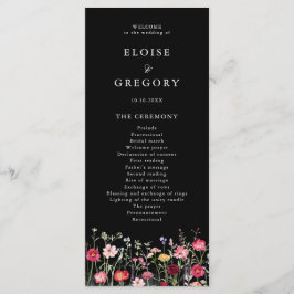 Wildflower Rustic Country Floral Garden Wedding Programmakaart
