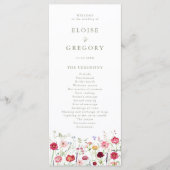 Wildflower Rustic Country Floral Garden Wedding Programmakaart (Voorkant)