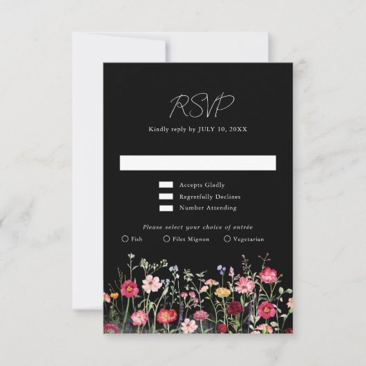 Wildflower Rustic Country Floral Garden Wedding RSVP Kaartje (Voorkant)