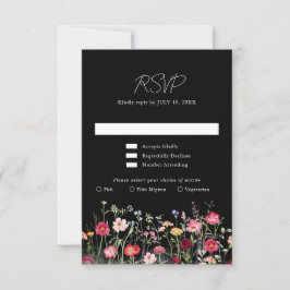 Wildflower Rustic Country Floral Garden Wedding RSVP Kaartje