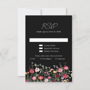 Wildflower Rustic Country Floral Garden Wedding RSVP Kaartje