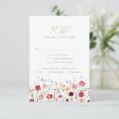 Wildflower Rustic Country Floral Garden Wedding RSVP Kaartje (Staand voorkant)