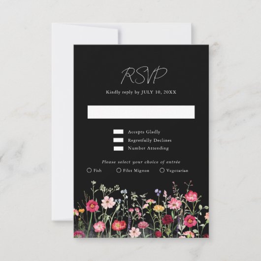 Wildflower Rustic Country Floral Garden Wedding RSVP Kaartje (Voorkant)