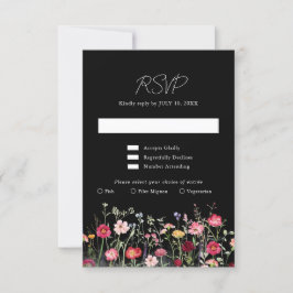 Wildflower Rustic Country Floral Garden Wedding RSVP Kaartje