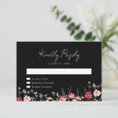 Wildflower Rustic Country Floral Garden Wedding RSVP Kaartje (Staand voorkant)