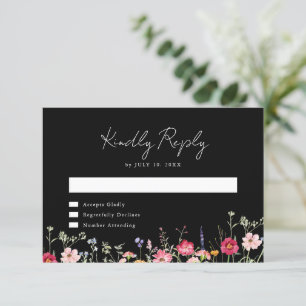 Wildflower Rustic Country Floral Garden Wedding RSVP Kaartje