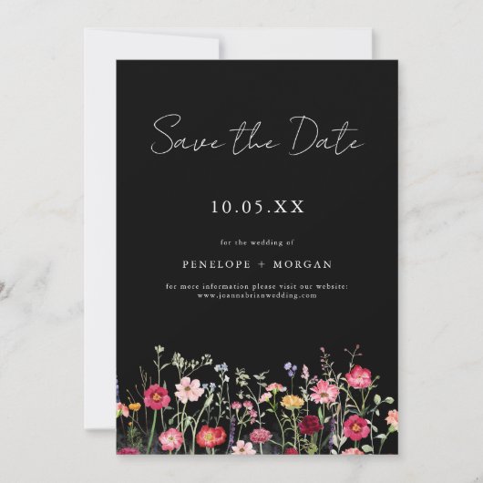 Wildflower Rustic Country Floral Garden Wedding Save The Date (Voorkant)