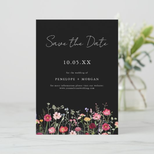 Wildflower Rustic Country Floral Garden Wedding Save The Date (Staand voorkant)