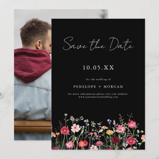 Wildflower Rustic Country Floral Garden Wedding Save The Date (Voorkant / Achterkant)