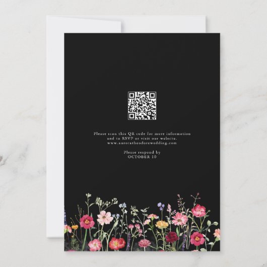 Wildflower Rustic Country Garden QR Code Huwelijk Kaart (Achterkant)