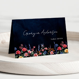 Wildflower Rustic Country Guest Name Place Card Kaart