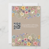 Wildflower Rustic Country Taupe Wedding QR-code Kaart (Achterkant)