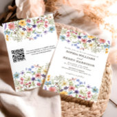 Wildflower Rustic Country Wedding Modern QR Code Kaart
