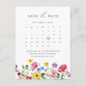 Wildflower Rustic Floral Calendar Bewaar de datum Briefkaart (Voorkant)
