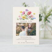 Wildflower Rustic Floral Country Trouwfoto Bedankkaart (Staand voorkant)