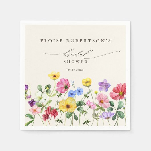 Wildflower Rustic Floral Country Vrijgezellenfeest Servet (Voorkant)