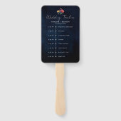 Wildflower Rustic Floral Navy Wedding Tijdlijn Handwaaier (Achterkant)