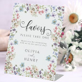 Wildflower Rustic Floral Wedding Favorieten Teken Reclamebord Met Voetstuk