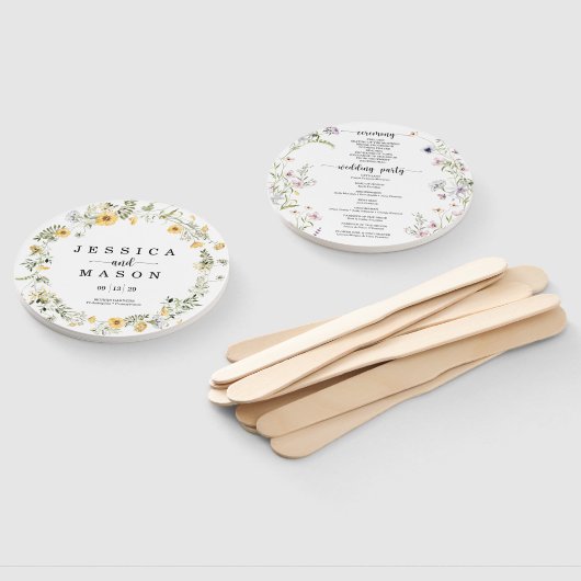 Wildflower Rustic Round Wedding Programme Fan Handwaaier (Niet-gemonteerd)