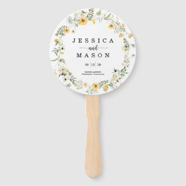 Wildflower Rustic Round Wedding Programme Fan Handwaaier
