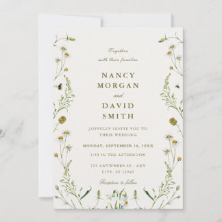 Wildflower Rustic Sage Green Photo Wedding Kaart