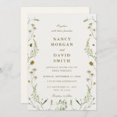 Wildflower Rustic Sage Green Photo Wedding Kaart (Voorkant / Achterkant)