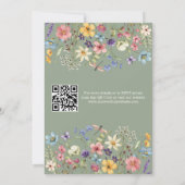 Wildflower Rustic Sage Green Wedding QR-code Kaart (Achterkant)