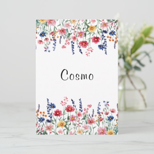 Wildflower Rustic Wedding aangepaste tafel nummer Kaart (Staand voorkant)