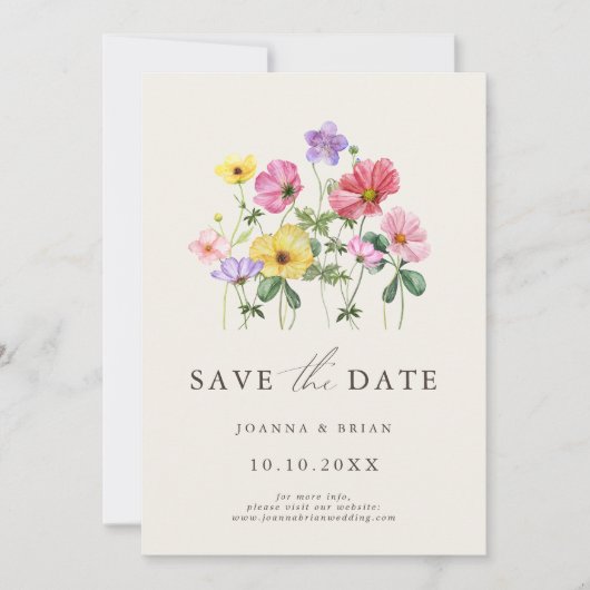 Wildflower Rustiek Chic Bloemen Boho Country Foto Save The Date (Voorkant)