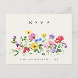 Wildflower Rustiek Chic Bloemen Boho Country RSVP Briefkaart