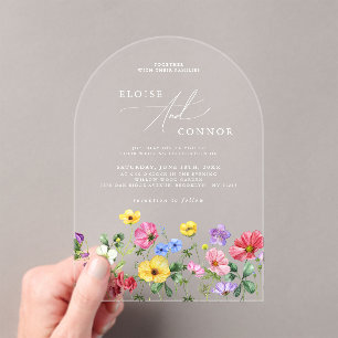 Wildflower Rustiek Chic Bloemen Boho Country Weddi Acryl Uitnodigingen
