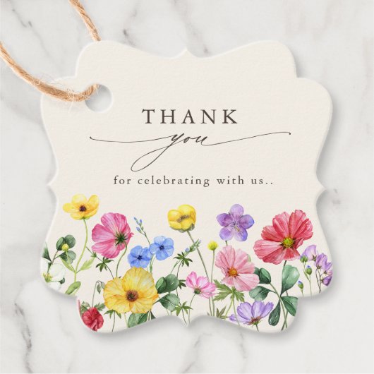 Wildflower Rustiek Chic Bloemen Boho Country Weddi Bedankjes Labels (Voorkant)
