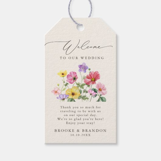 Wildflower Rustiek Chic Bloemen Boho Country Weddi Cadeaulabel (Voorkant)