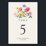 Wildflower Rustiek Chic Bloemen Boho Country Weddi Kaart<br><div class="desc">Vier uw liefdesverhaal met dit sierlijke bloemenbruiloftstafelnummer met een charmant waterverf wilde bloemmotief en een modern kalligrafiescript. Perfect voor een tuinbruiloft, buitenceremonie of rustieke boho-viering, dit ontwerp combineert grillige bloemelementen met tijdloze elegantie. Ideaal voor zomer- of voorjaarsbruiloften, het levendige botanische kunstwerk en de gepersonaliseerde lay-out maken het gemakkelijk om aan...</div>
