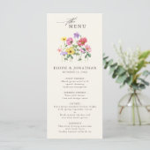 Wildflower Rustiek Chic Bloemen Boho Country Weddi Menu (Staand voorkant)