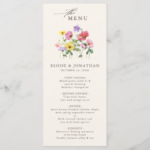 Wildflower Rustiek Chic Bloemen Boho Country Weddi Menu