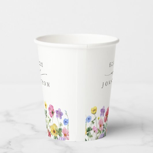 Wildflower Rustiek Chic Bloemen Boho Country Weddi Papieren Bekers (Rechts)