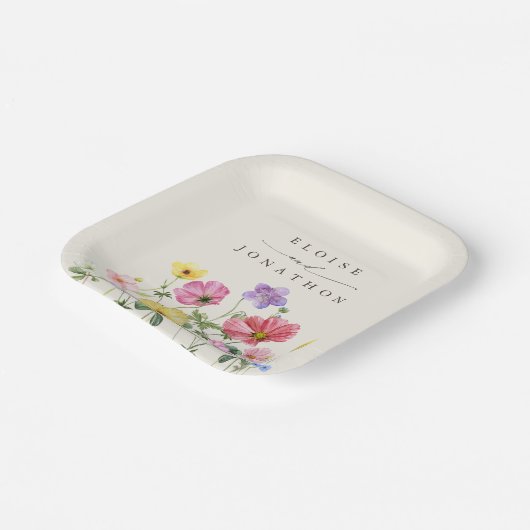 Wildflower Rustiek Chic Bloemen Boho Country Weddi Papieren Bordje (Gebogen)