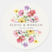 Wildflower Rustiek Chic Bloemen Boho Country Weddi Ronde Sticker (Voorkant)