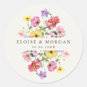 Wildflower Rustiek Chic Bloemen Boho Country Weddi Ronde Sticker