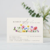 Wildflower Rustiek Chic Bloemen Boho Country Weddi RSVP Kaartje (Staand voorkant)