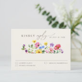 Wildflower Rustiek Chic Bloemen Boho Country Weddi RSVP Kaartje (Staand voorkant)