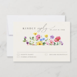 Wildflower Rustiek Chic Bloemen Boho Country Weddi RSVP Kaartje