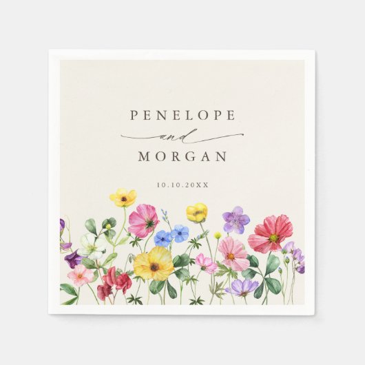 Wildflower Rustiek Chic Bloemen Boho Country Weddi Servet (Voorkant)