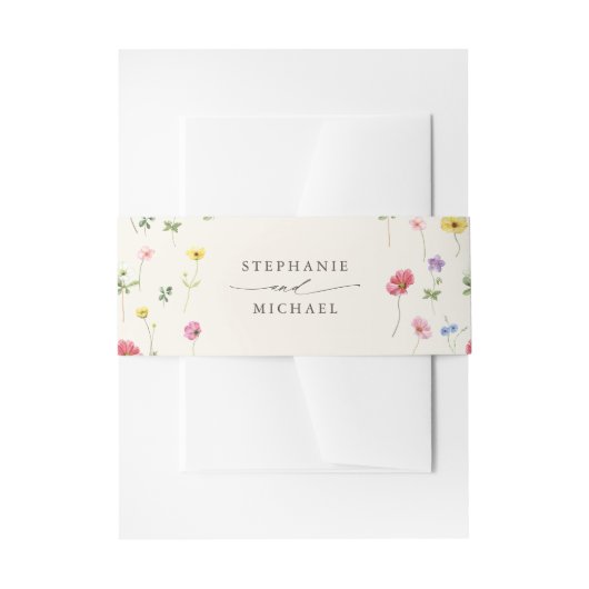 Wildflower Rustiek Chic Bloemen Boho Country Weddi Uitnodigingen Wikkel (Voorkant Voorbeeld)