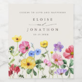 Wildflower Rustiek Chic Bloemen Boho Country Weddi Wijn Etiket (Enkel label)