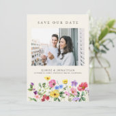 Wildflower Rustiek Chic Bloemen Boho Land QR Code Save The Date (Staand voorkant)