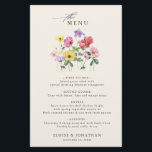 Wildflower Rustiek Chic Bloemen Boho Wedding Menu<br><div class="desc">Vier je liefdesverhaal met dit elegante, goedkope bruiloftsmenu met een charmant waterverf wilde bloemenontwerp en een modern kalligrafiescript. Perfect voor een tuinbruiloft, buitenceremonie of rustieke boho-viering, dit ontwerp combineert grillige bloemelementen met tijdloze elegantie. Ideaal voor zomer- of voorjaarsbruiloften, het levendige botanische kunstwerk en de gepersonaliseerde lay-out maken het gemakkelijk om...</div>