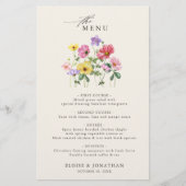 Wildflower Rustiek Chic Bloemen Boho Wedding Menu (Voorkant)